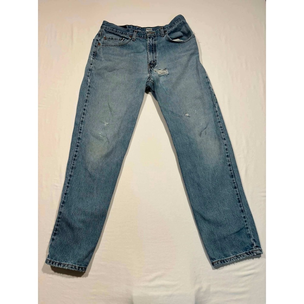 Vintage Levis 550 Relaxed Fit Jeans Mens 34x32 Light Wash Blue Denim Distressed